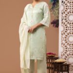 VASHTI // GREEN CHANDERI KURTA SET