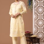 VASHTI // YELLOW CHANDERI KURTA SET
